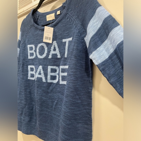 Boat Babe Crew Neck Saying Sweater in Navy - Picture 3 of 6